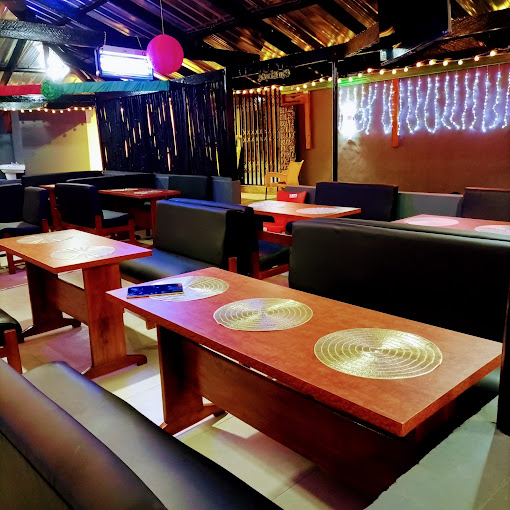 People celebrating around a table.